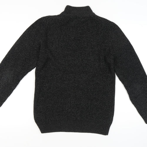 Next Men's Black Knit Jumper S Casual 1/2 Zip