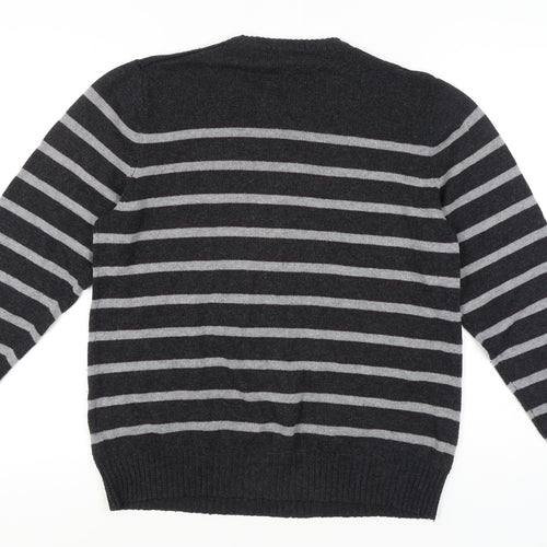 Old Navy Men's Black Striped Pullover Jumper L