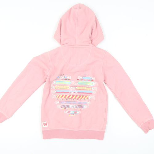 FatFace Pink Girls Candy Graphic Hoodie 8-9 Years
