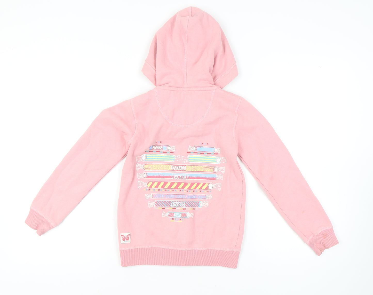 FatFace Pink Girls Candy Graphic Hoodie 8-9 Years