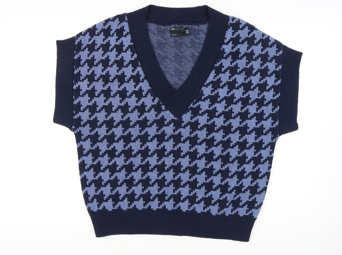 ASOS DESIGN Women's Blue Houndstooth Vest Size 10