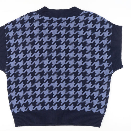 ASOS DESIGN Women's Blue Houndstooth Vest Size 10