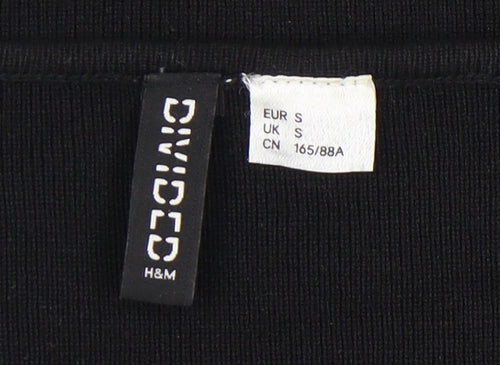 H&M Women's Black Knit Blouse, Size S, Sweetheart Neck