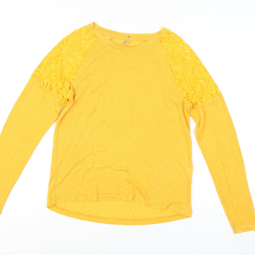 ONLY Women's Yellow Lace Accent Top, Size S