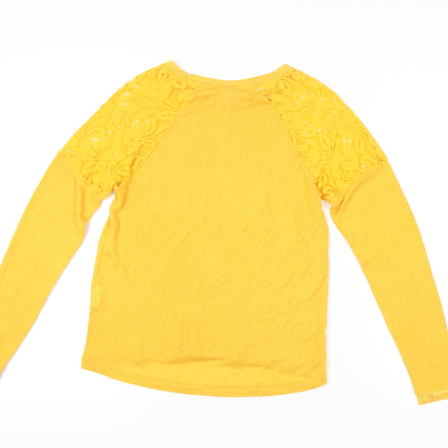 ONLY Women's Yellow Lace Accent Top, Size S