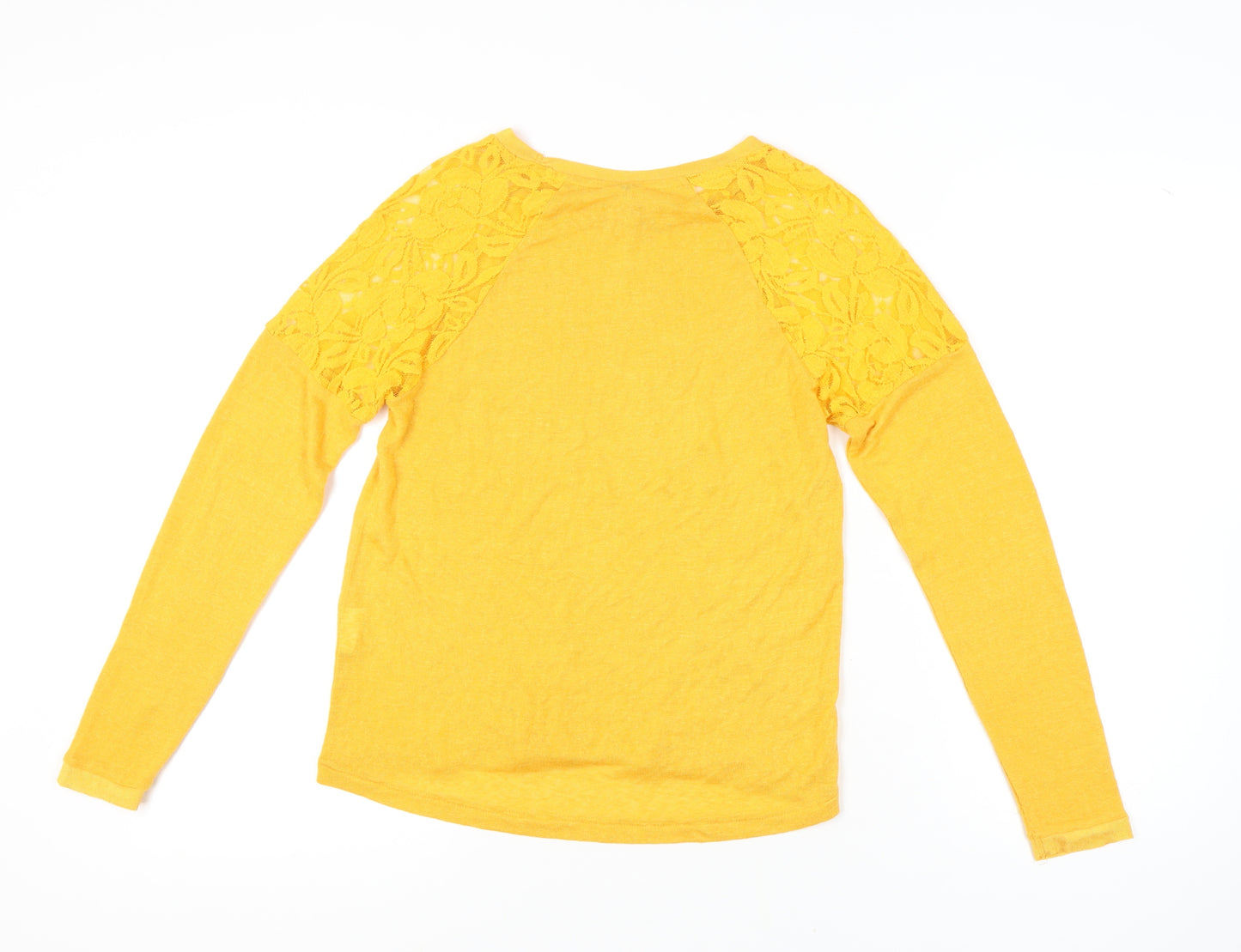 ONLY Women's Yellow Lace Accent Top, Size S