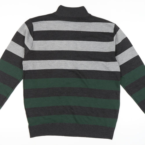 Pierre Cardin Men's Grey Striped Pullover Jumper, Size L