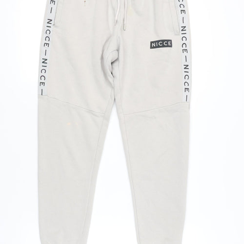 Nicce Men Ivory Jogger Trousers M with Logo