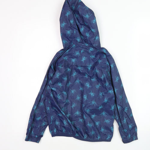 Joules Boys Blue Spider Print Hooded Rain Jacket, 7 Years