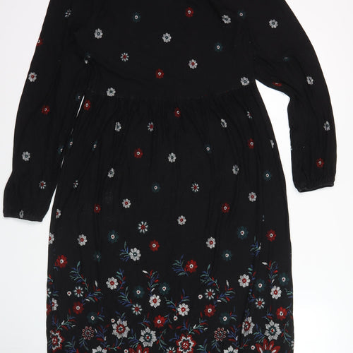Katrina Kaneva Black Floral Fit & Flare Dress Size 10