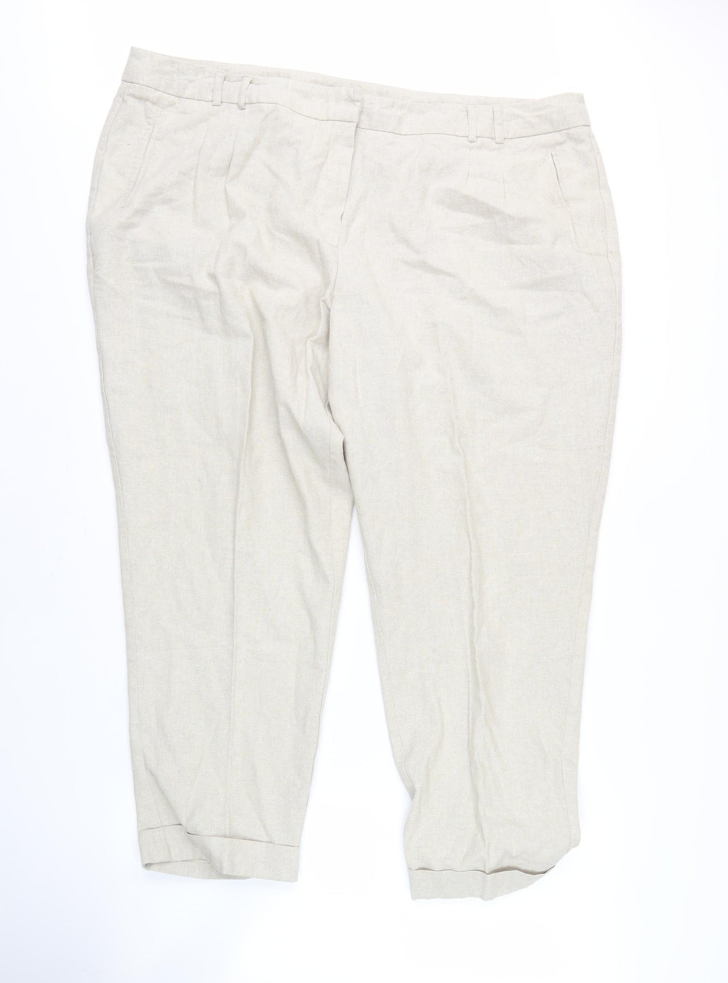 BHS Women's Beige Trousers Size 18 Cotton Blend