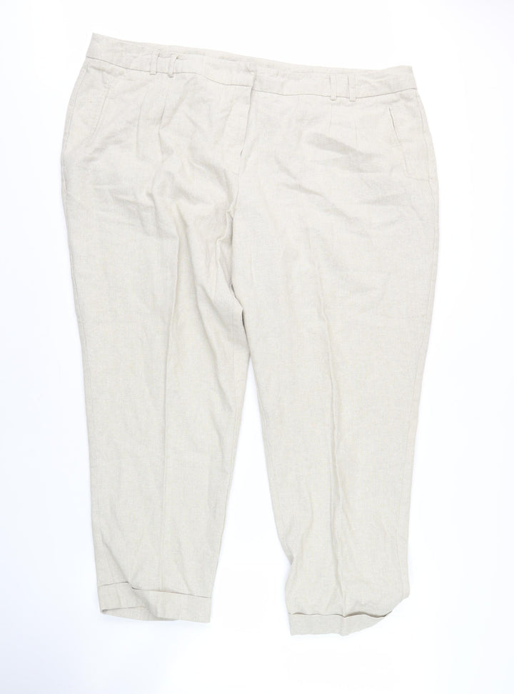 BHS Women's Beige Trousers Size 18 Cotton Blend