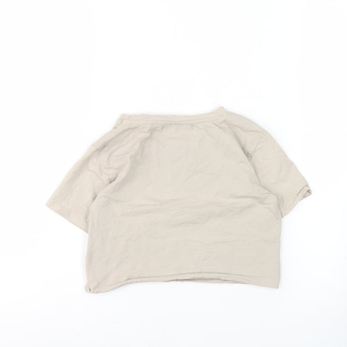 Pull & Bear Women's Beige T-Shirt, Size 10, Casual Stretch Top