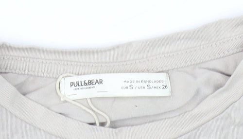 Pull & Bear Women's Beige T-Shirt, Size 10, Casual Stretch Top