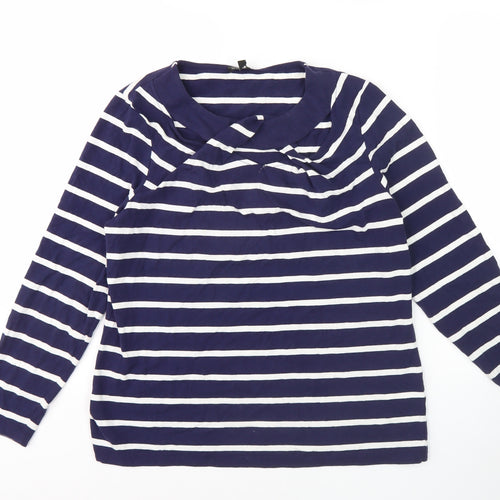 Marble Women's Blue Striped Long Sleeve Top - Size 12