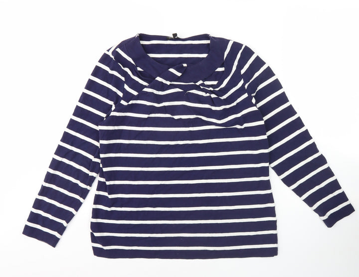 Marble Women's Blue Striped Long Sleeve Top - Size 12