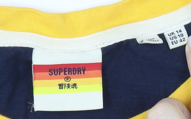 Superdry Women's Blue Ringer T-Shirt Size 14