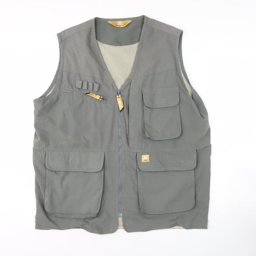 One Valley Trailwear Men's Grey L Waistcoat, Zipped Pockets