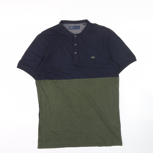 Easy Men's Colourblock T-Shirt, Size S, Henley Neck, Cotton