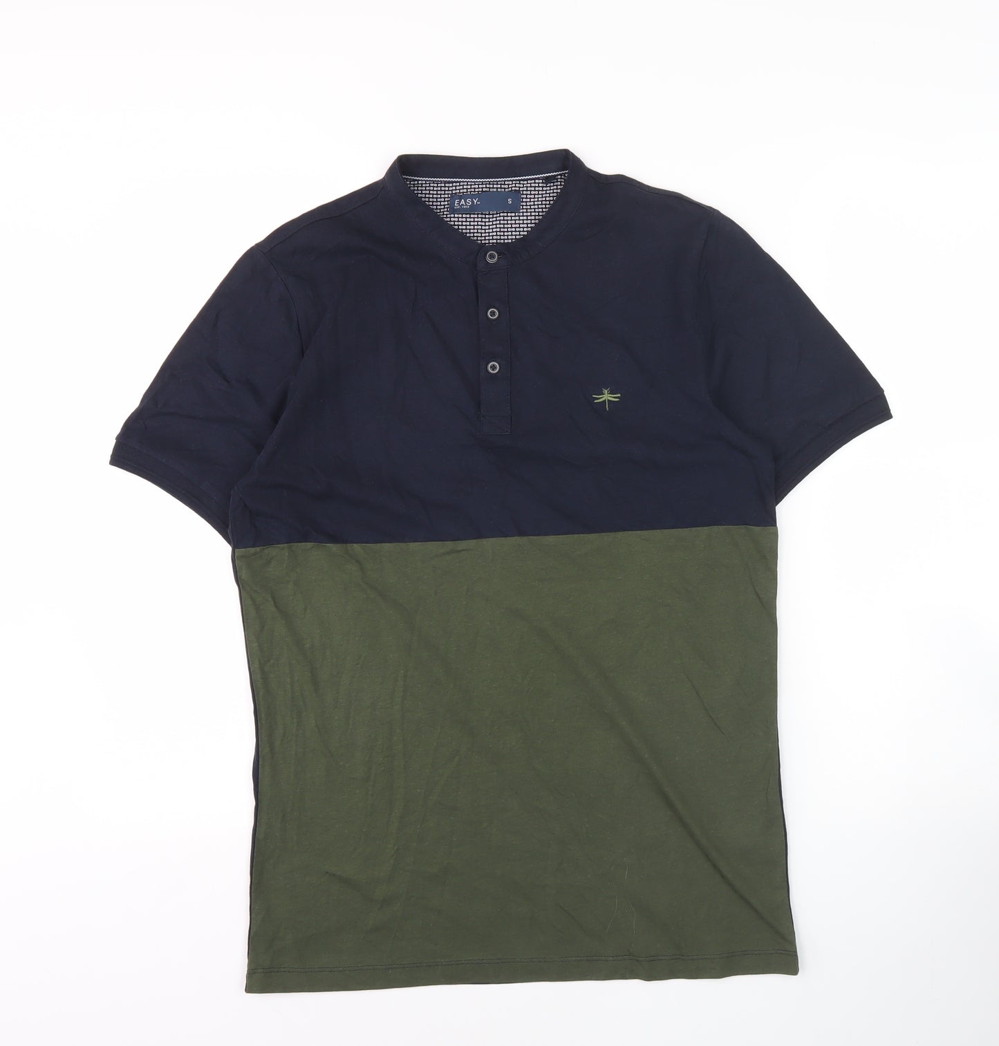 Easy Men's Colourblock T-Shirt, Size S, Henley Neck, Cotton