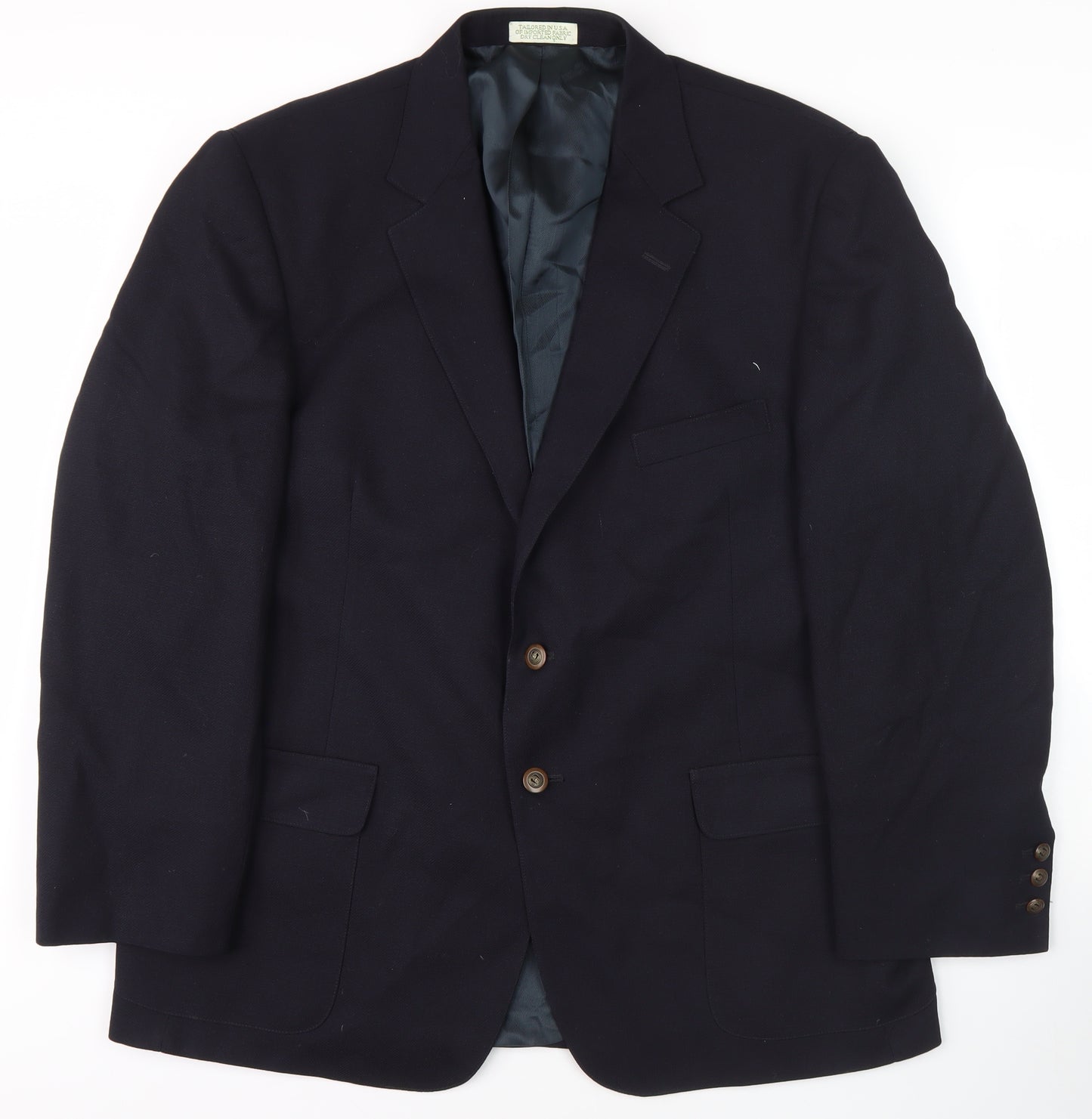 Orvis Men's Dark Blue Wool Blazer Size 46R Notch Lapel