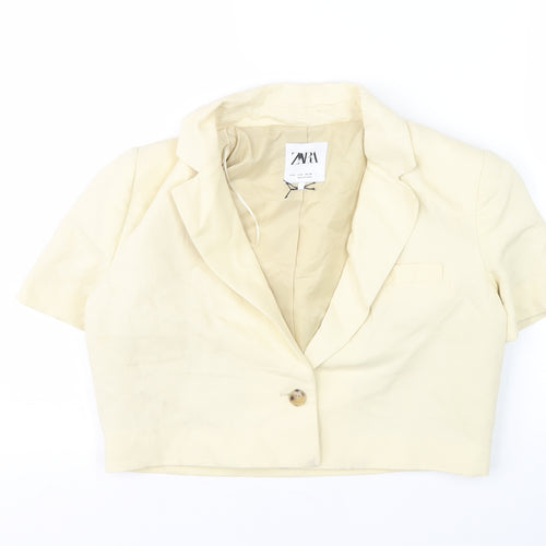 Zara Women's Ivory Cropped Blazer, Short Sleeve, Size S