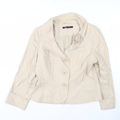 Dunnes Women's Beige Blazer Size 14 Linen Blend