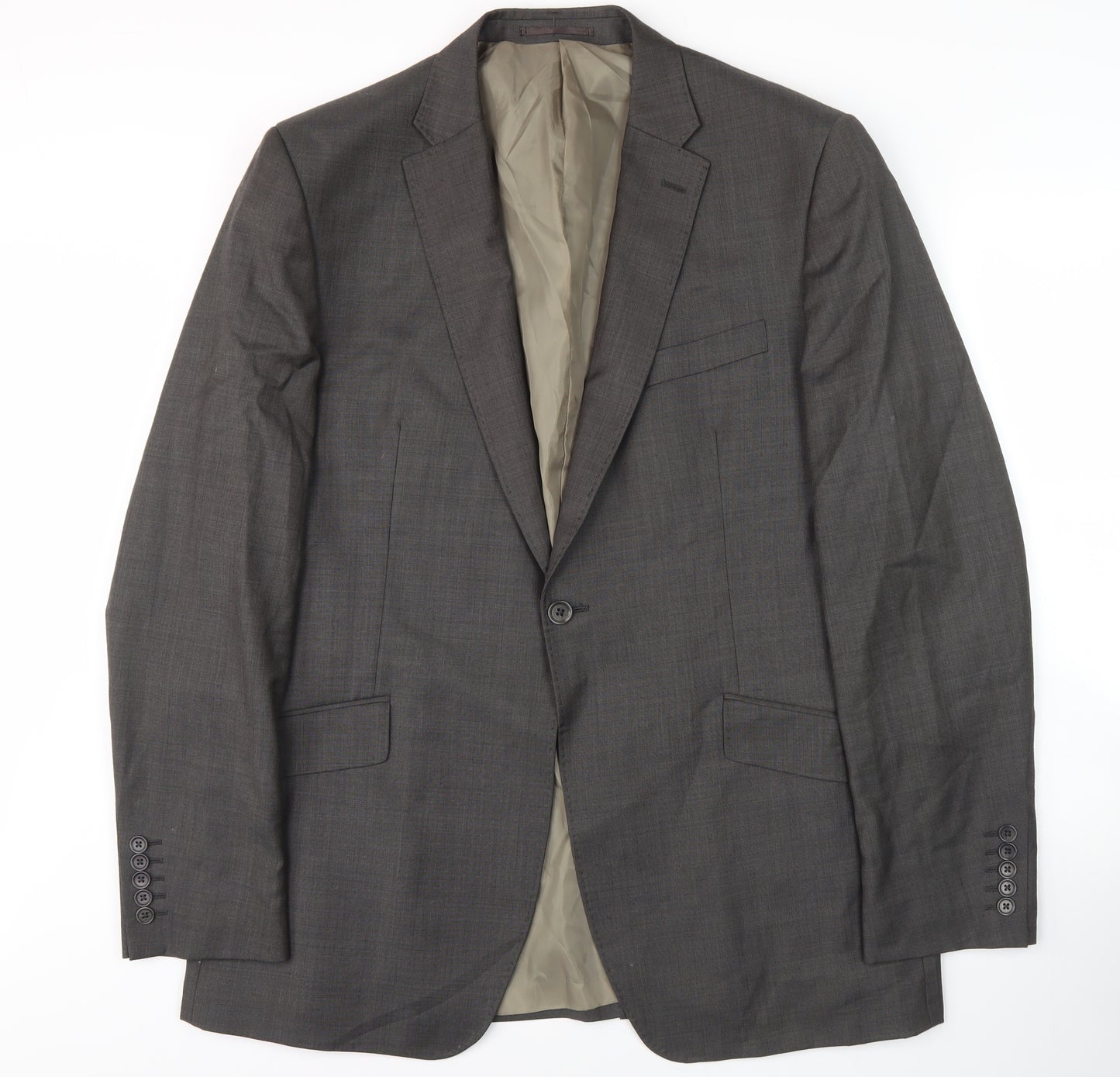Tom English Grey Men's Suit Jacket, Size 44L Single-Breasted