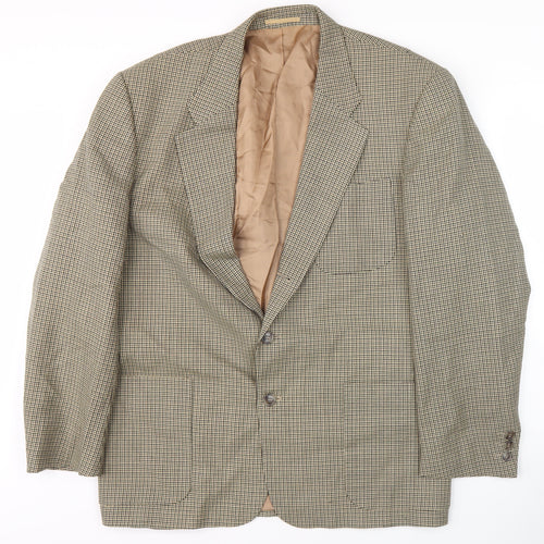 Next Men Brown Wool Check Blazer 40R Regular Fit