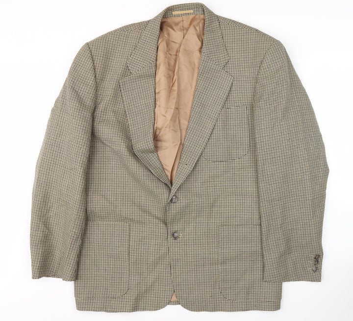 Next Men Brown Wool Check Blazer 40R Regular Fit