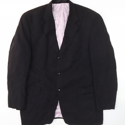 Rochas Men's Black Blazer 40 R Notch Lapel Formal