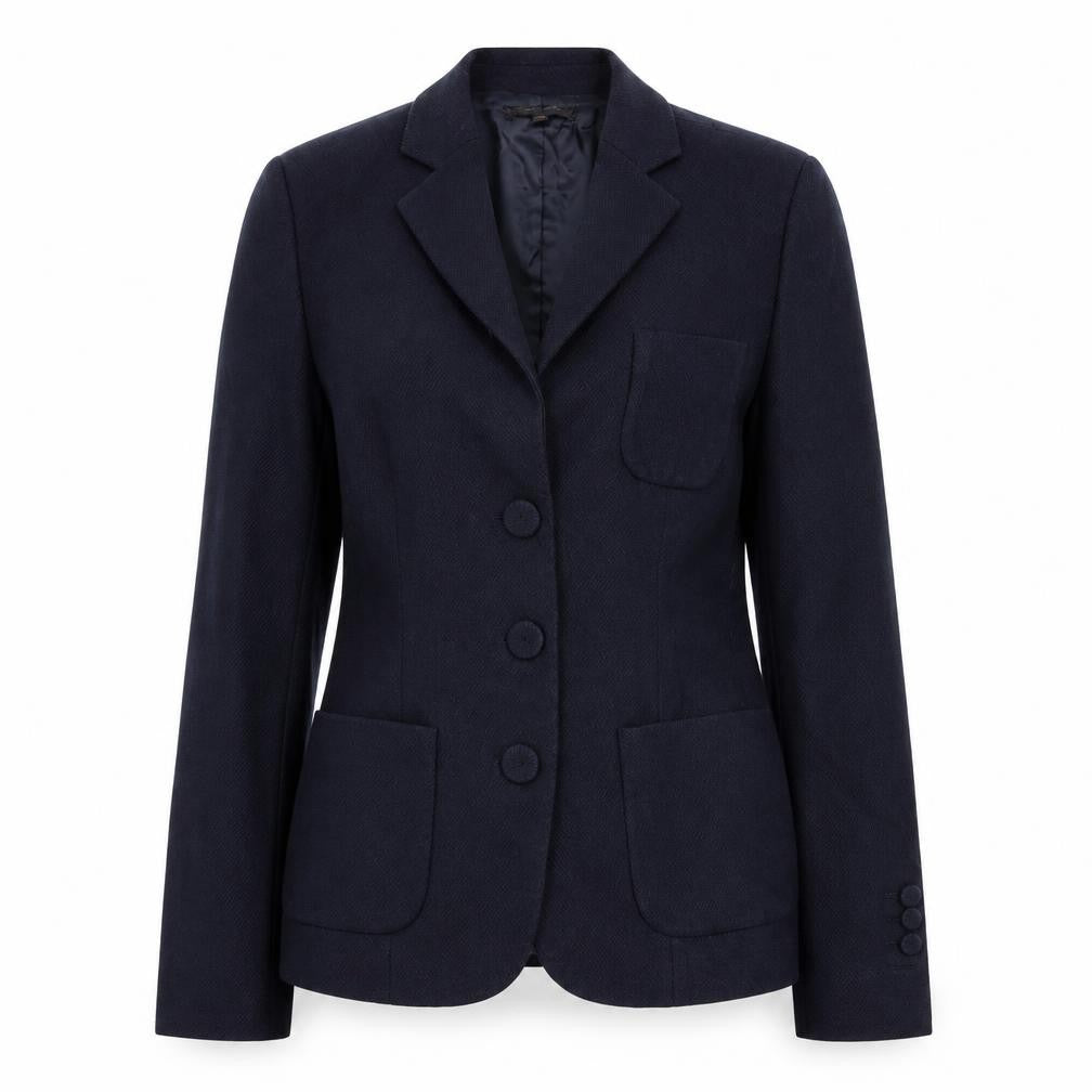 Front view of Adolfo Dominguez Women's Blue Blazer, size 10