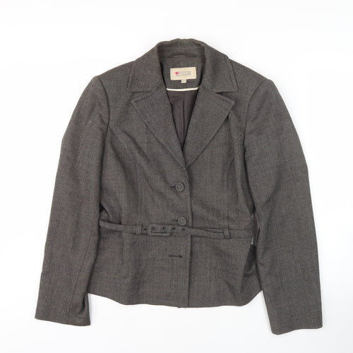 Next Women’s Grey Blazer Size 10 - Belted Notch Lapel