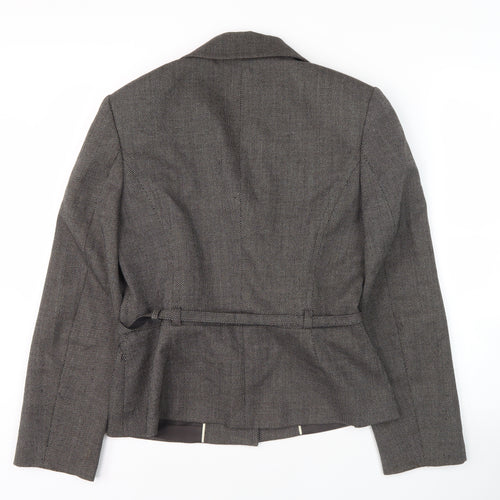 Next Women’s Grey Blazer Size 10 - Belted Notch Lapel