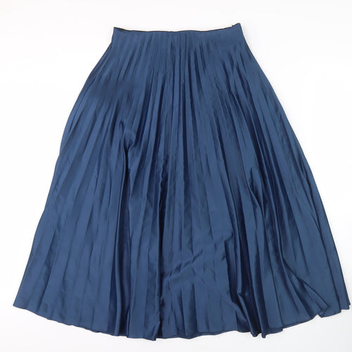 Zara Women's Blue Midi Pleated Skirt Size 10