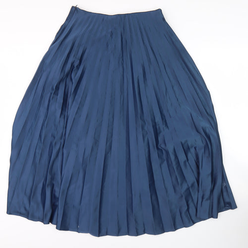 Zara Women's Blue Midi Pleated Skirt Size 10