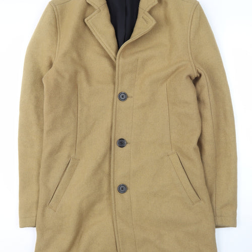 Topman Men's Beige XS Wool Blend Overcoat