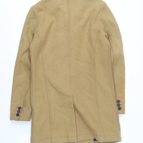 Topman Men's Beige XS Wool Blend Overcoat