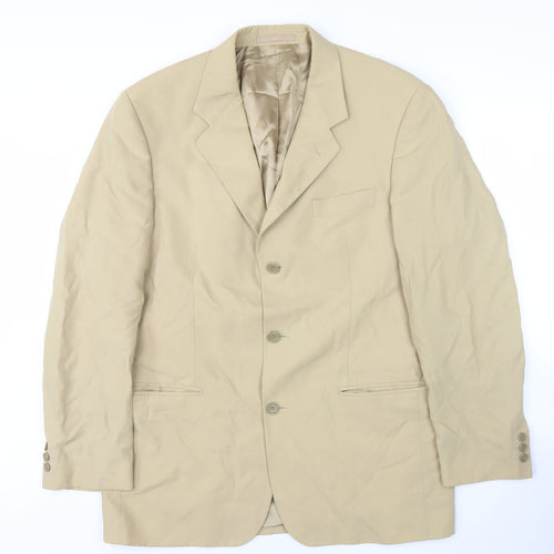 Fraser Mens Beige Blazer 40R Notch Lapel Classic