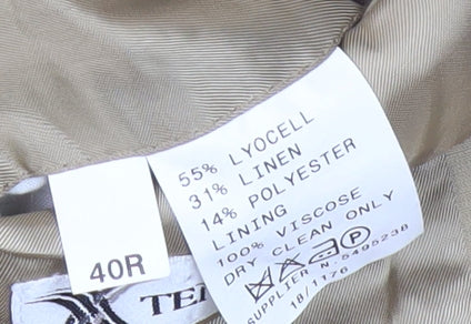 Fraser Mens Beige Blazer 40R Notch Lapel Classic