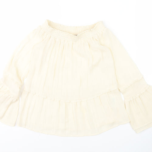 H&M Women’s Ivory Bell Sleeve Off Shoulder Blouse Size 6