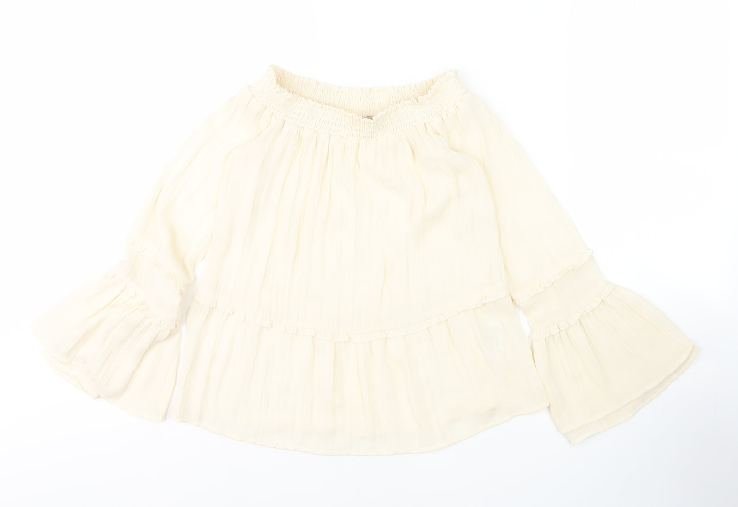 H&M Women’s Ivory Bell Sleeve Off Shoulder Blouse Size 6