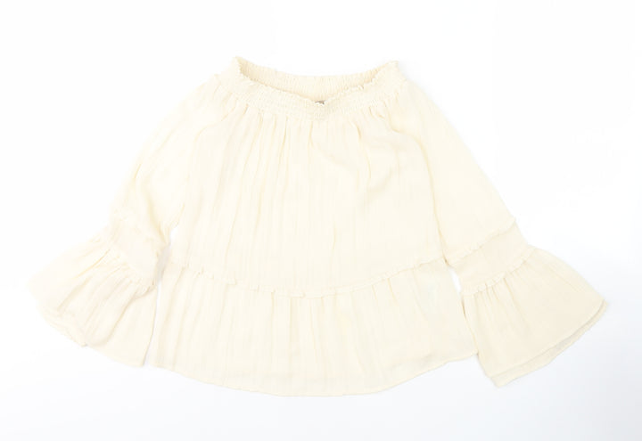 H&M Women’s Ivory Bell Sleeve Off Shoulder Blouse Size 6