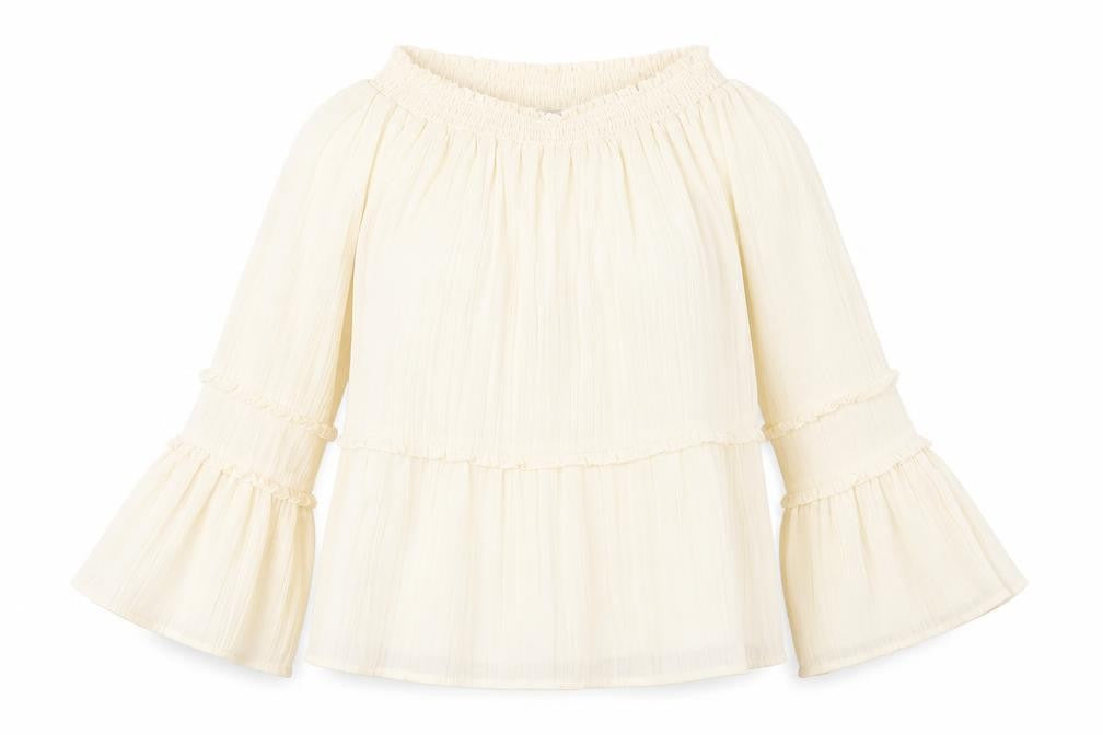 H&M Women’s Ivory Bell Sleeve Off Shoulder Blouse Size 6
