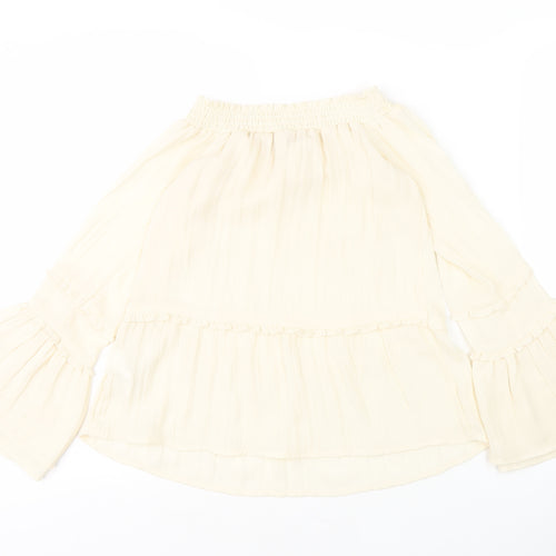H&M Women’s Ivory Bell Sleeve Off Shoulder Blouse Size 6
