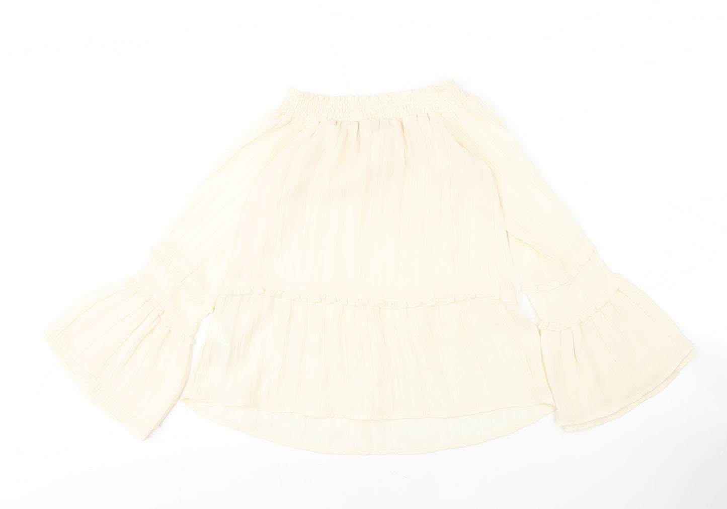 H&M Women’s Ivory Bell Sleeve Off Shoulder Blouse Size 6