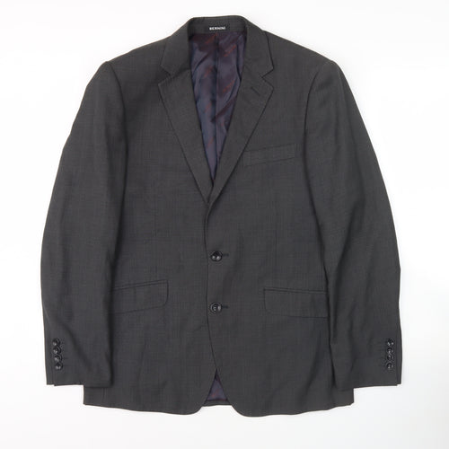 Bernini Men's Grey Single-Breasted Blazer Jacket