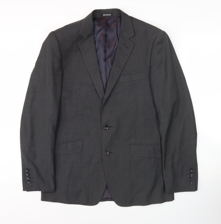 Bernini Men's Grey Single-Breasted Blazer Jacket