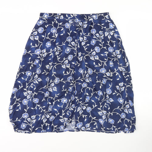 Marks and Spencer Women's Blue Floral Knee Length Skirt Size 10