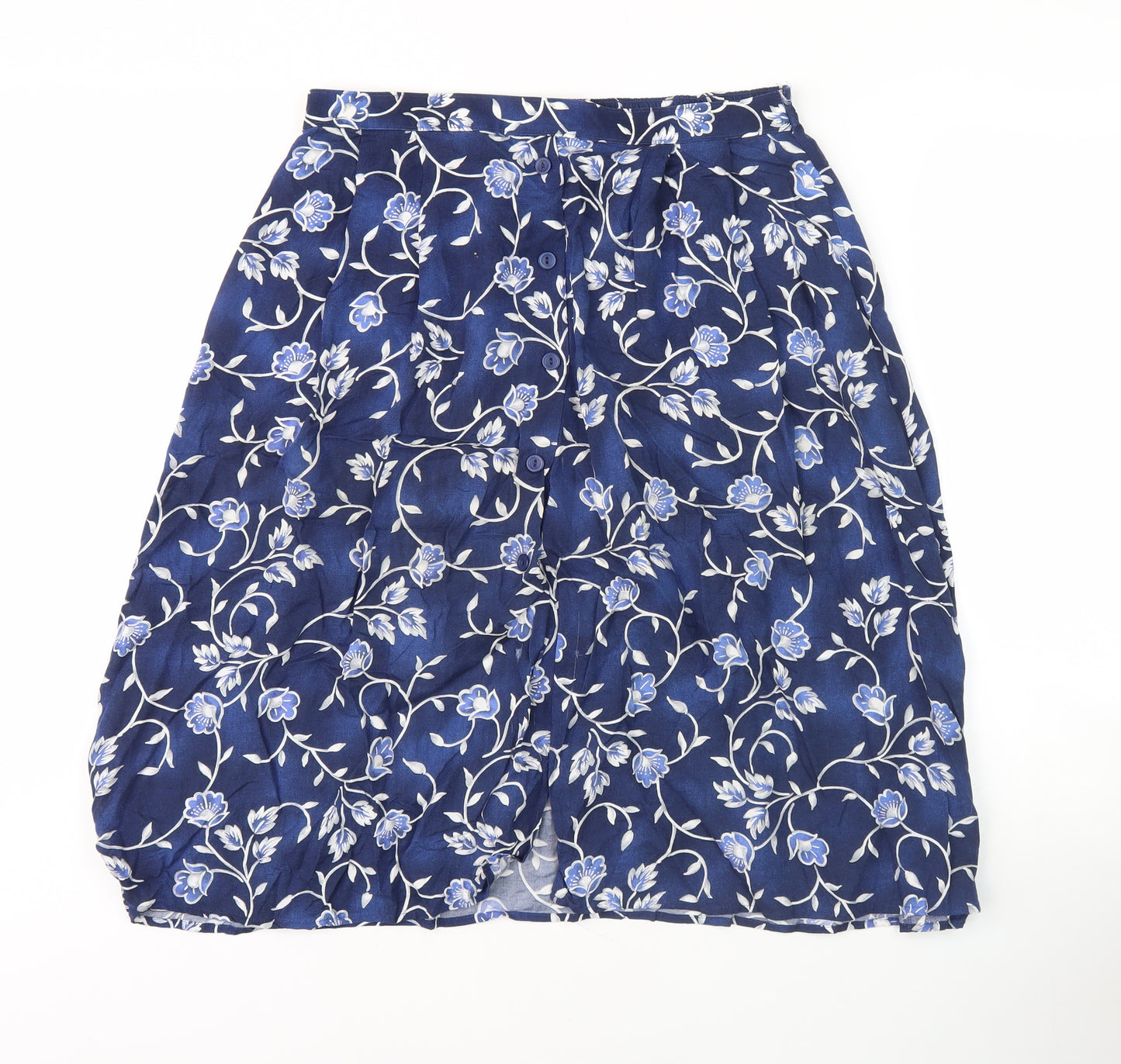 Marks and Spencer Women's Blue Floral Knee Length Skirt Size 10